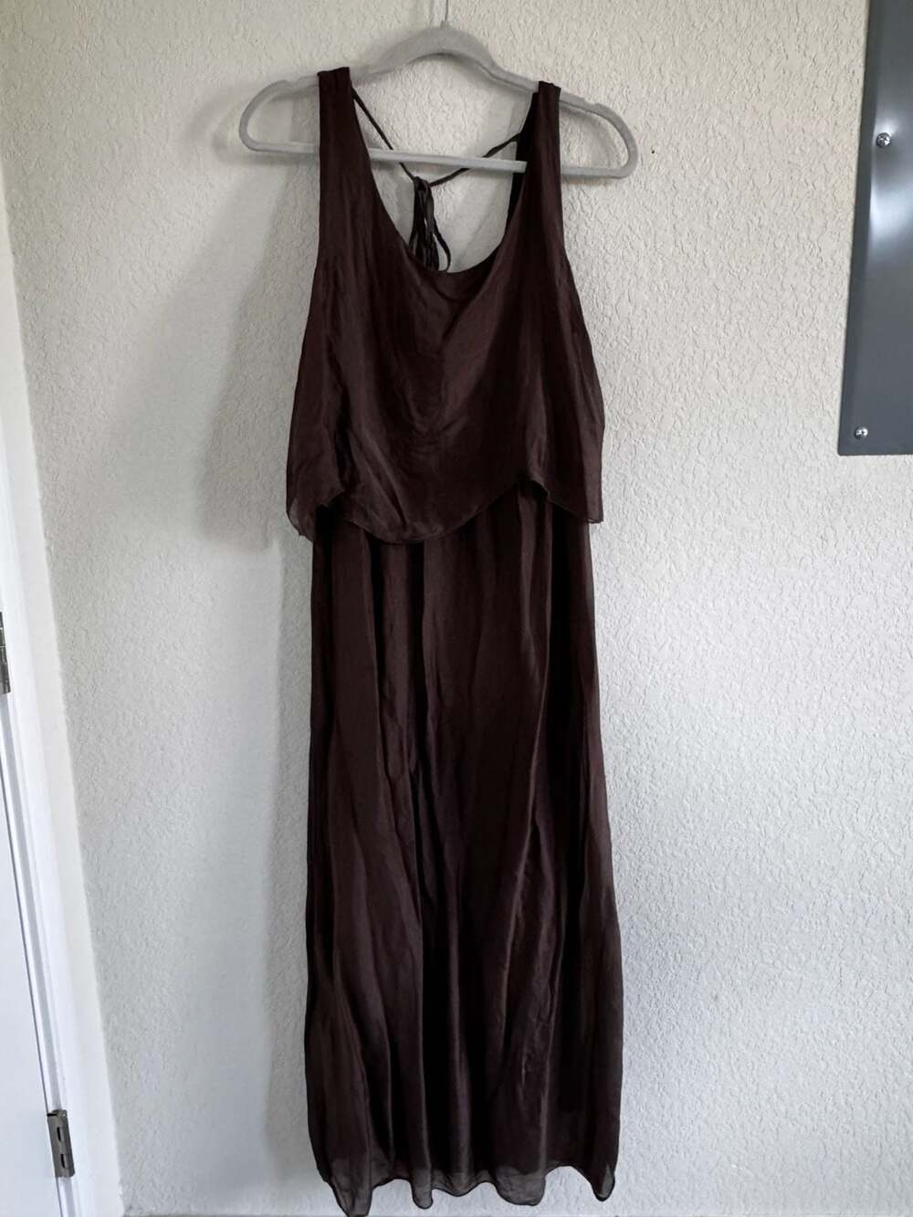 Aquavita Resort Maxi Dress L/XL Brown Silk Viscose Layered
